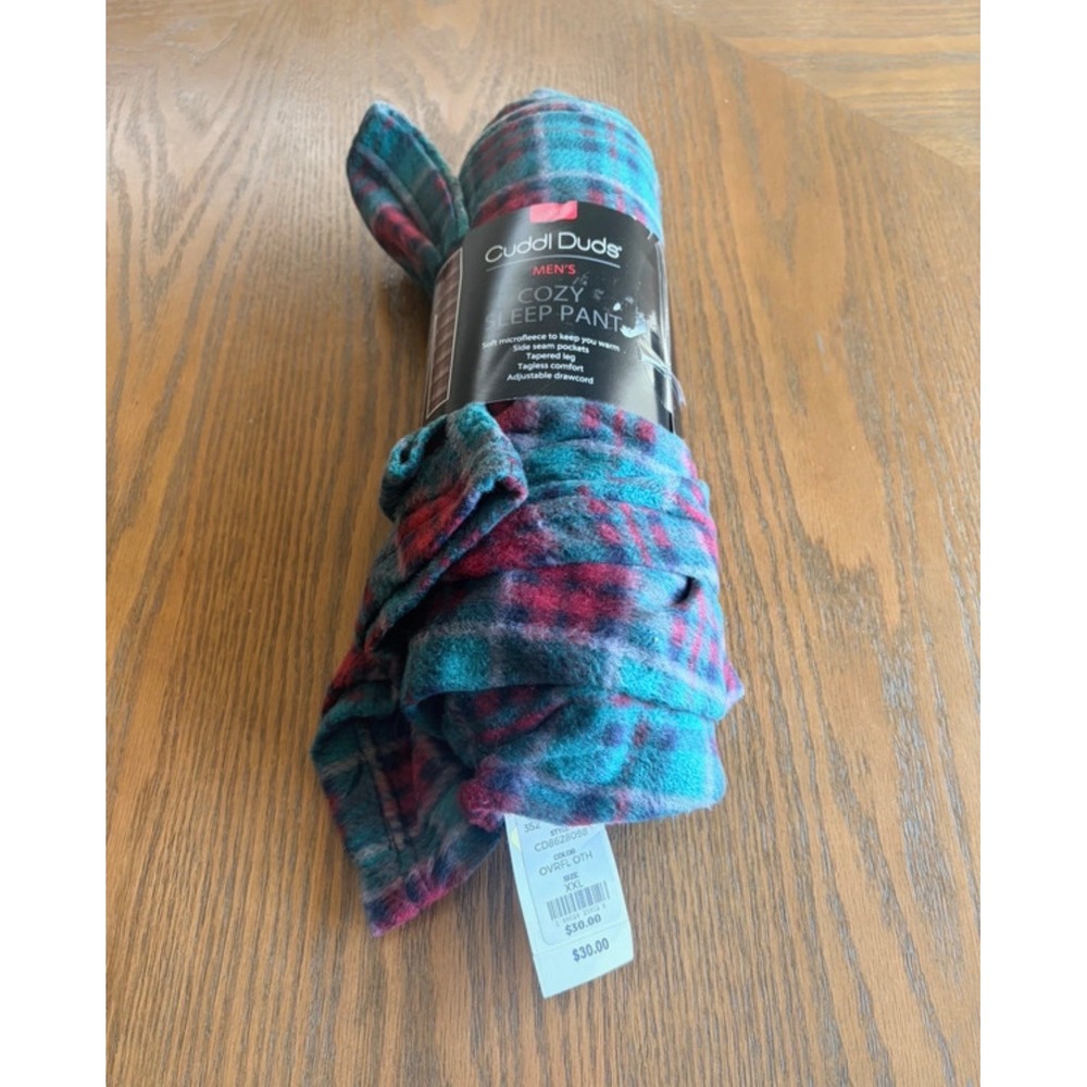 Cuddl Duds Mens Cozy Sleep Pants XXL Microfleece Plaid Pajama CD8628098